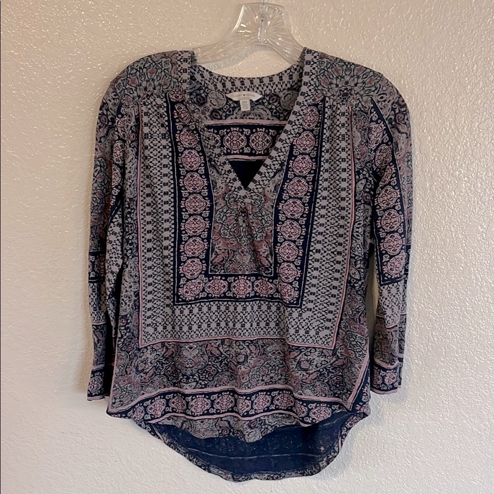 Women's Patterned Top - Blue and Pink